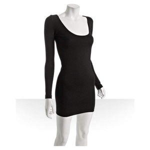 MONROW Long-Sleeve Black Fitted Bodycon Mini Dress